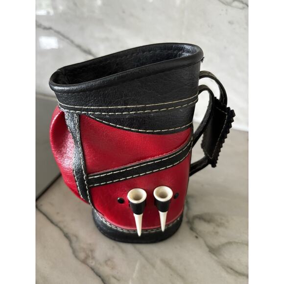 Vintage Enesco Golf Bag & Clubs‎ Bar Mixing Set Retro MCM Red & Black Cocktails - Picture 7 of 12